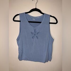 Light Blue Crop Top with Flower Cut Out